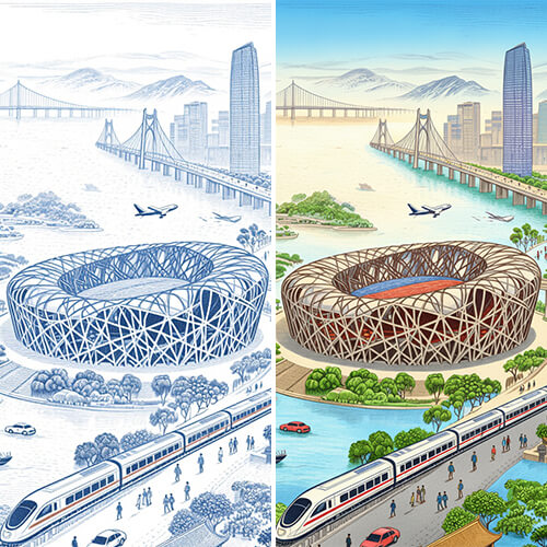 粗糙线稿变身精美完整画面