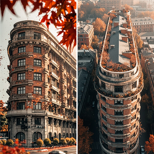 在不同角度给建筑拍照